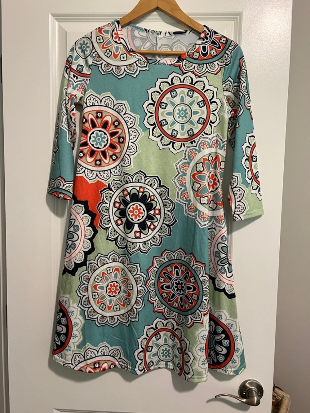 Source Unknown Multi-Color Medallion Print A-Line Dress
